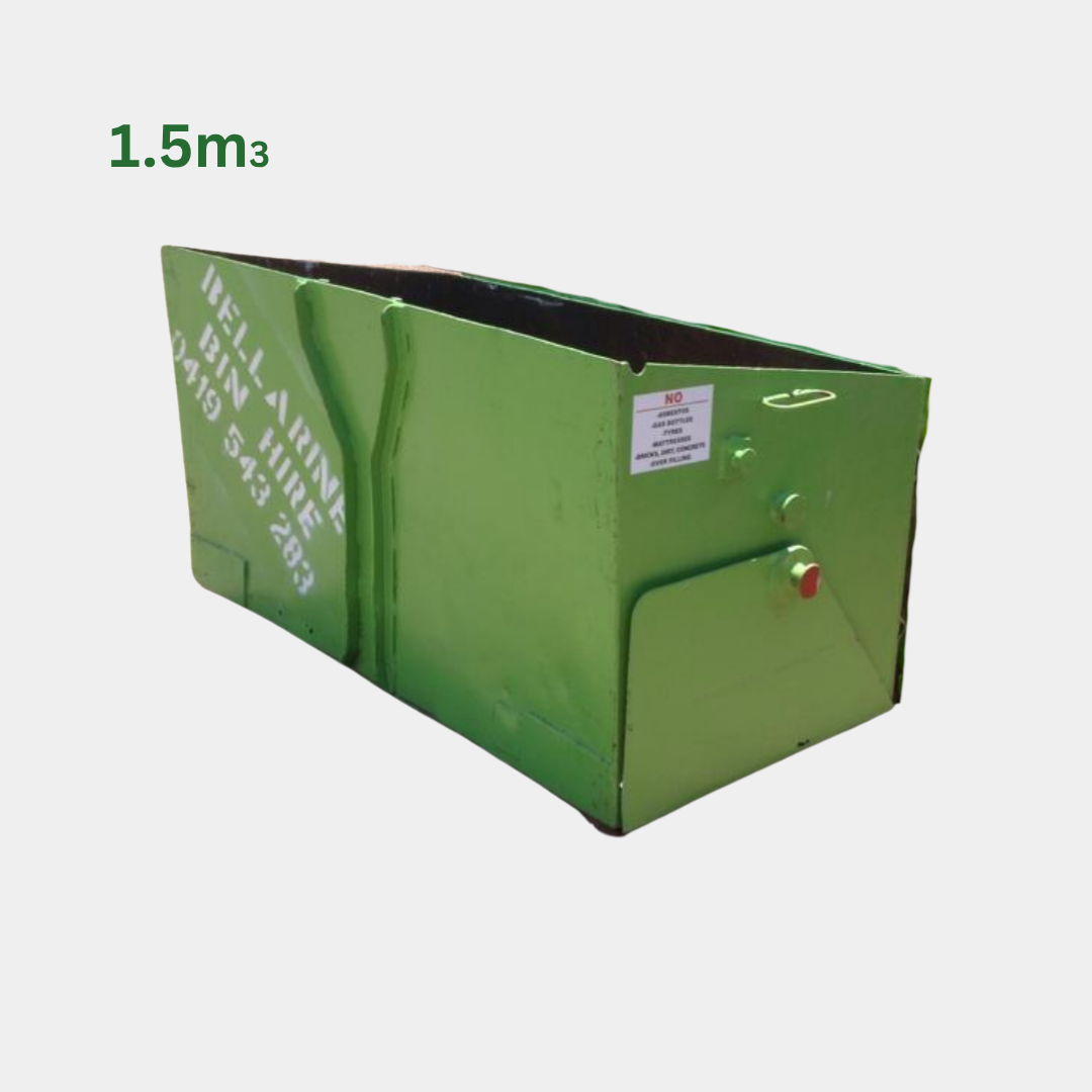 concrete and brick bin with '1.5m3' label on a white background