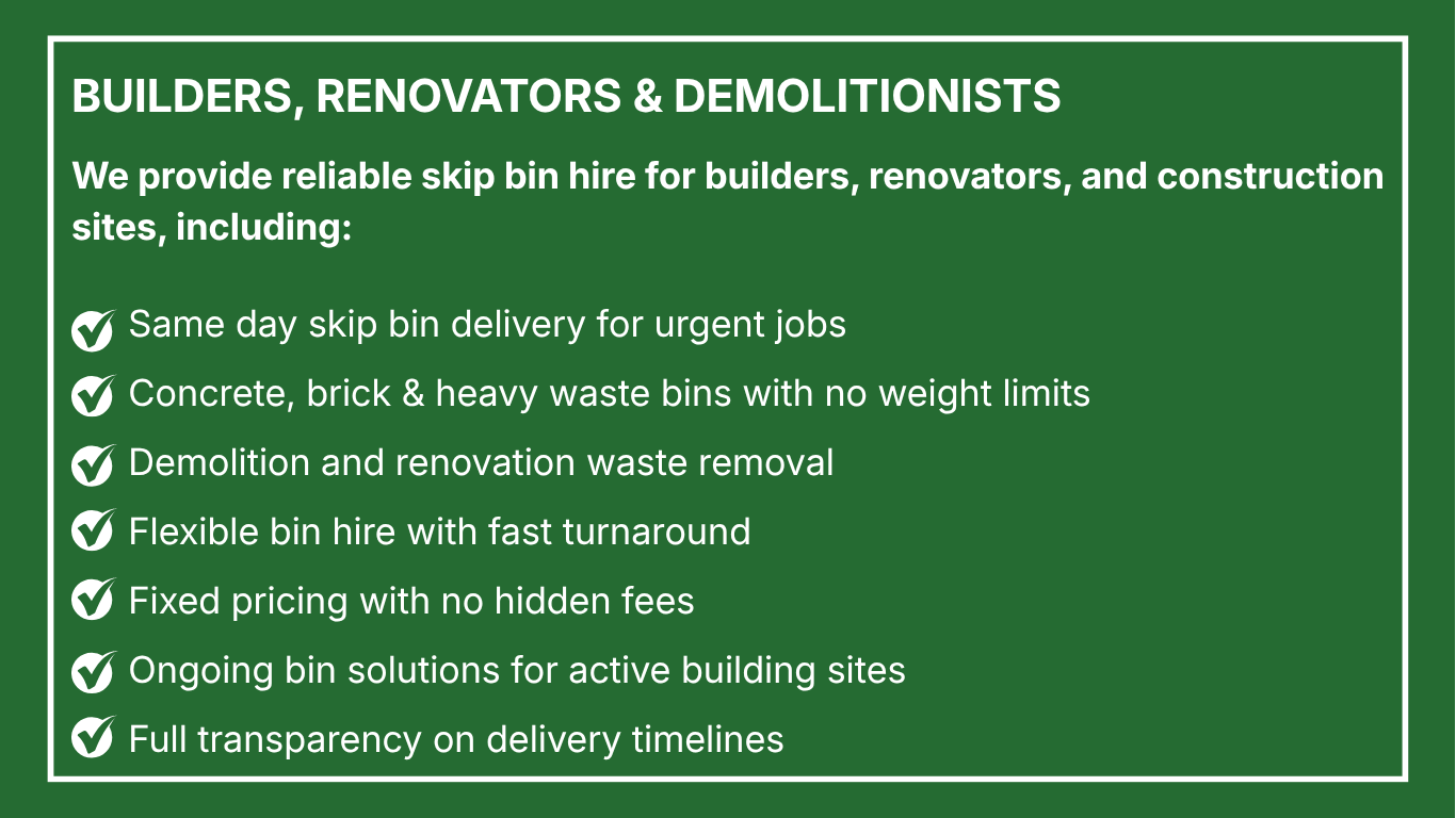 Construction site skip bin hire Bellarine